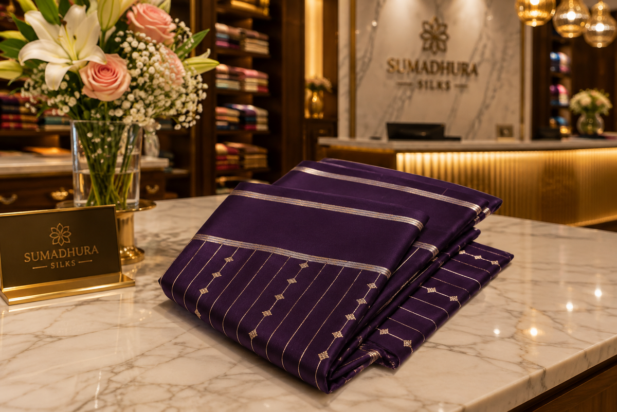 Premium Gajji Silk Saree with Elegant Zari Stripe Design | Traditional Festive Wear