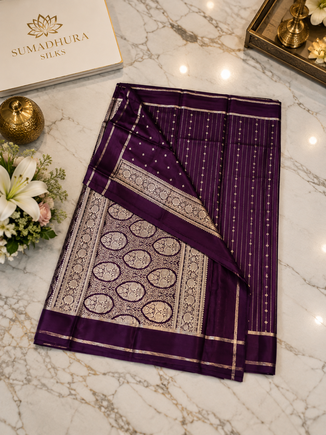 Premium Gajji Silk Saree with Elegant Zari Stripe Design | Traditional Festive Wear