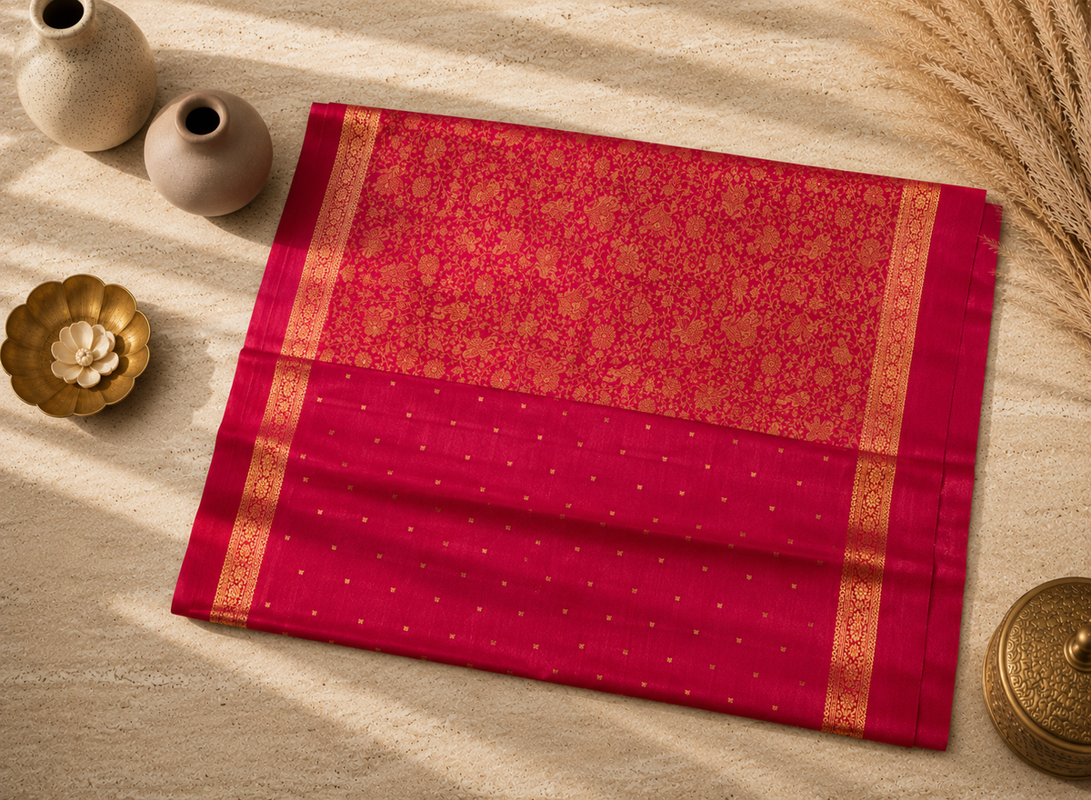 Premium Banarasi Crepe Brocade Saree | Luxury Wedding & Festive Wear