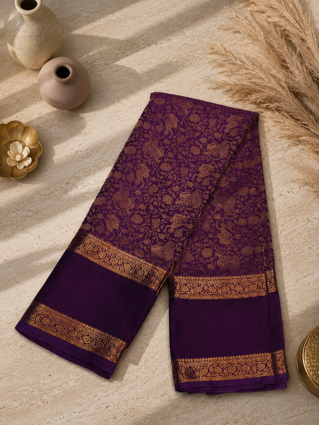 Premium Banarasi Crepe Brocade Saree | Luxury Wedding & Festive Wear